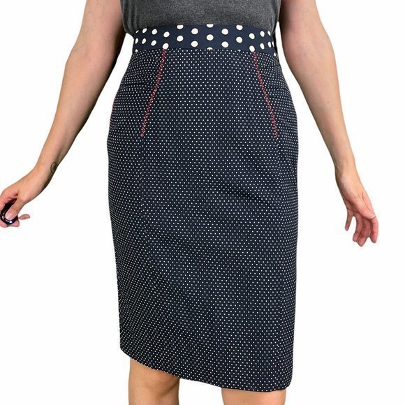 Yoana Baraschi Dresses & Skirts - BARASCHI Navy Polka Dot Pencil Skirt 4